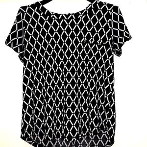 The Workshop| Black/White Mod Print Blouse,  L
